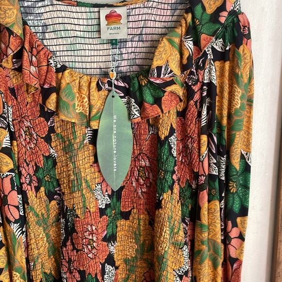 Farm Rio Black Garden Ruffle Mini Dress - Picture 10 of 16